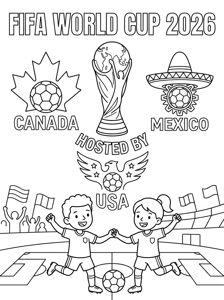 easy FIFA World Cup 2026 coloring pages