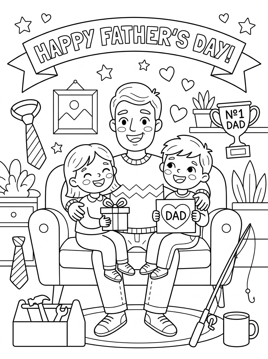 Father’s Day decorations coloring pages