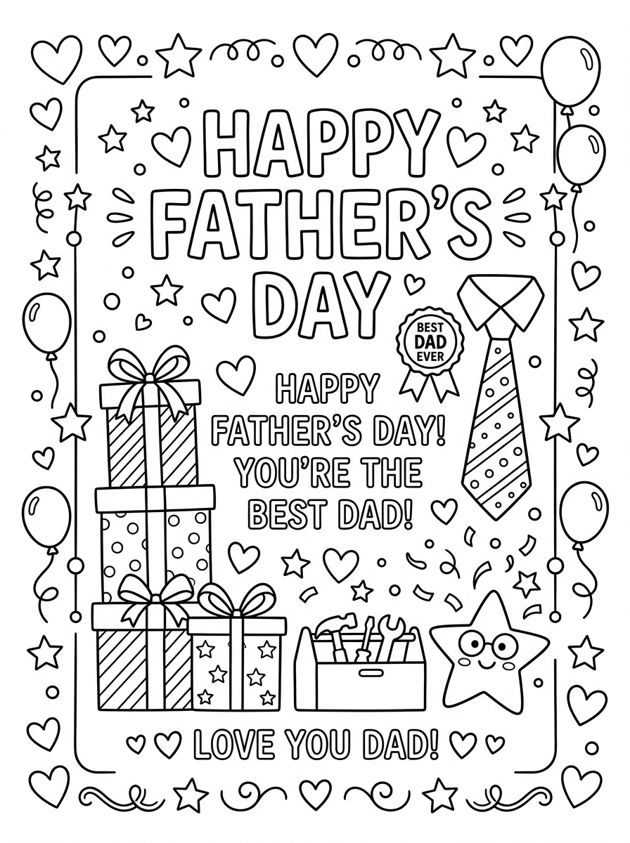 Father’s Day cards coloring pages