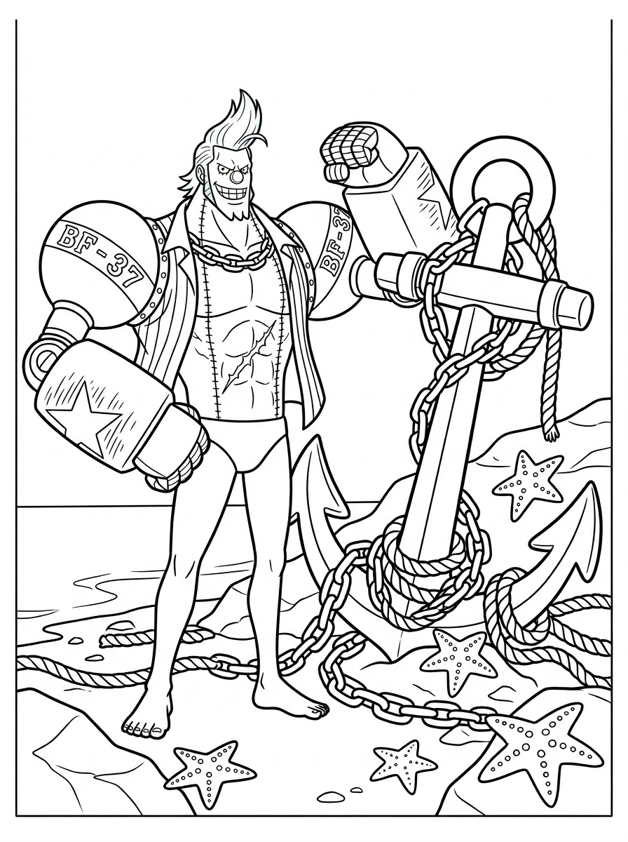 free full size printable Franky coloring pages for adults pdf