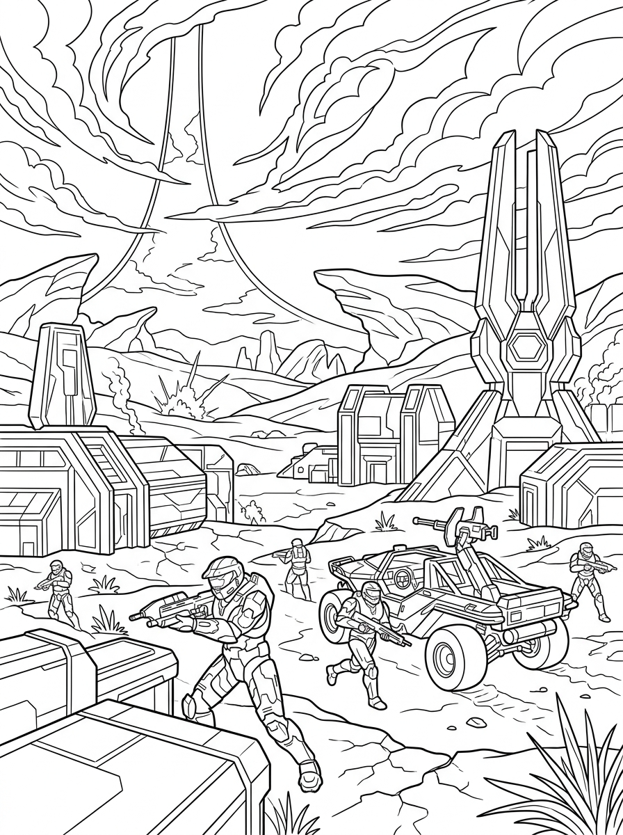 free printable Halo coloring pages