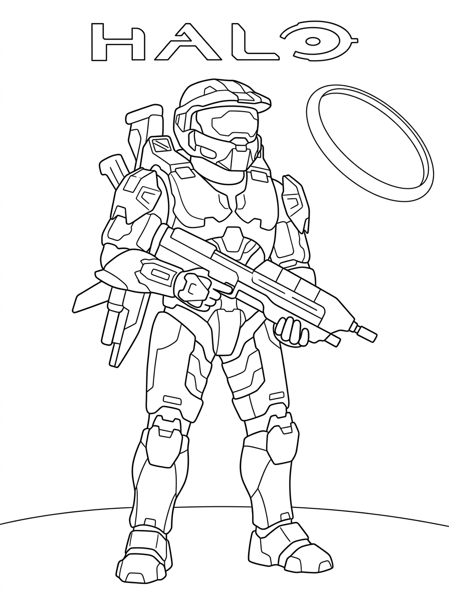 Halo coloring pages for preschoolers