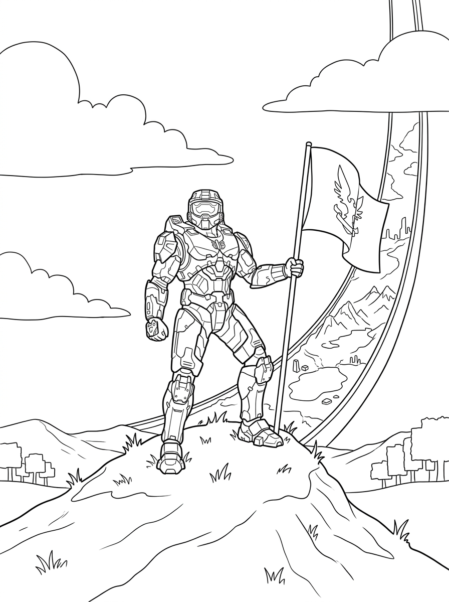 free Halo coloring pages for adults