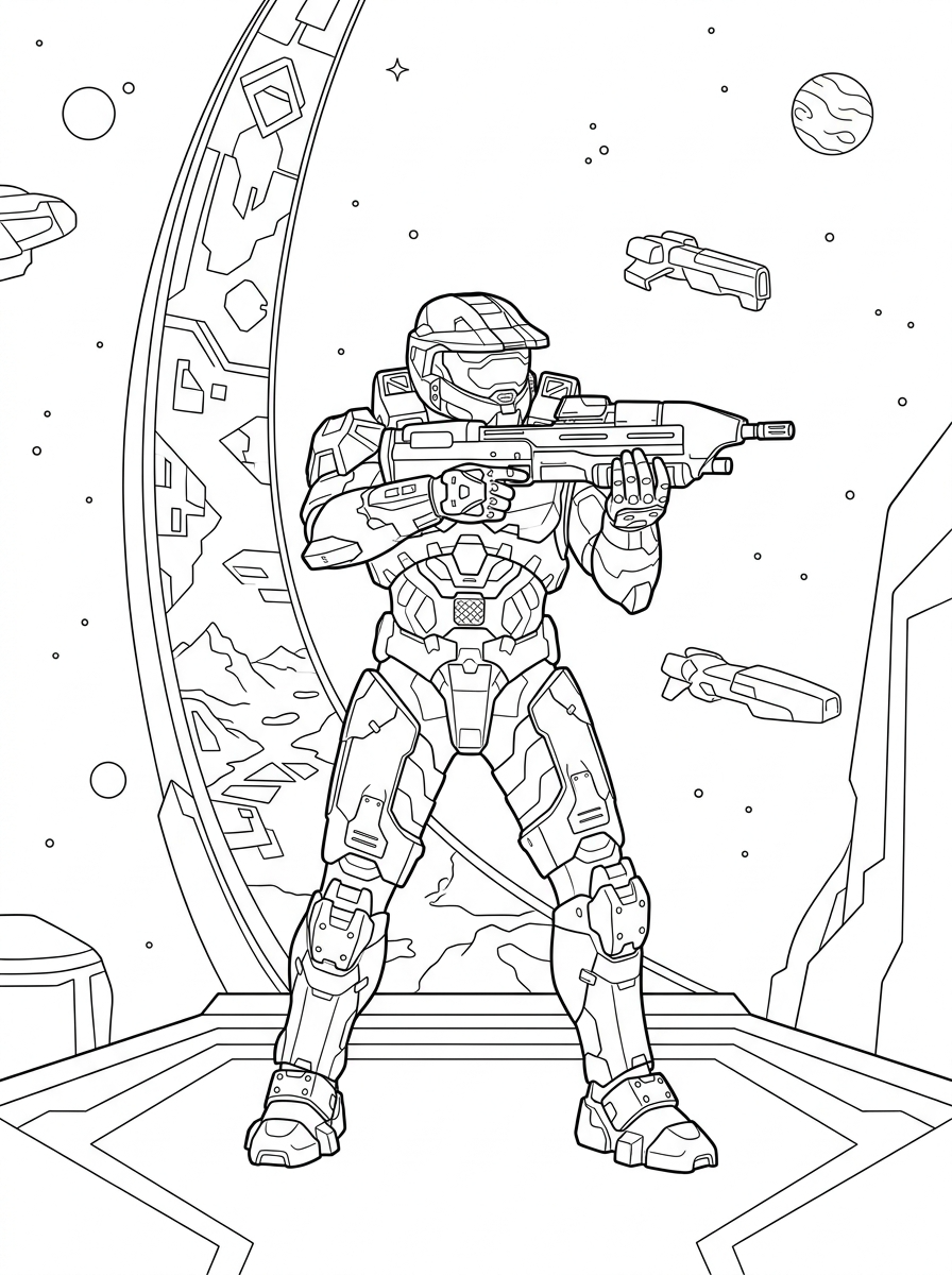 free printable Halo coloring pages 1