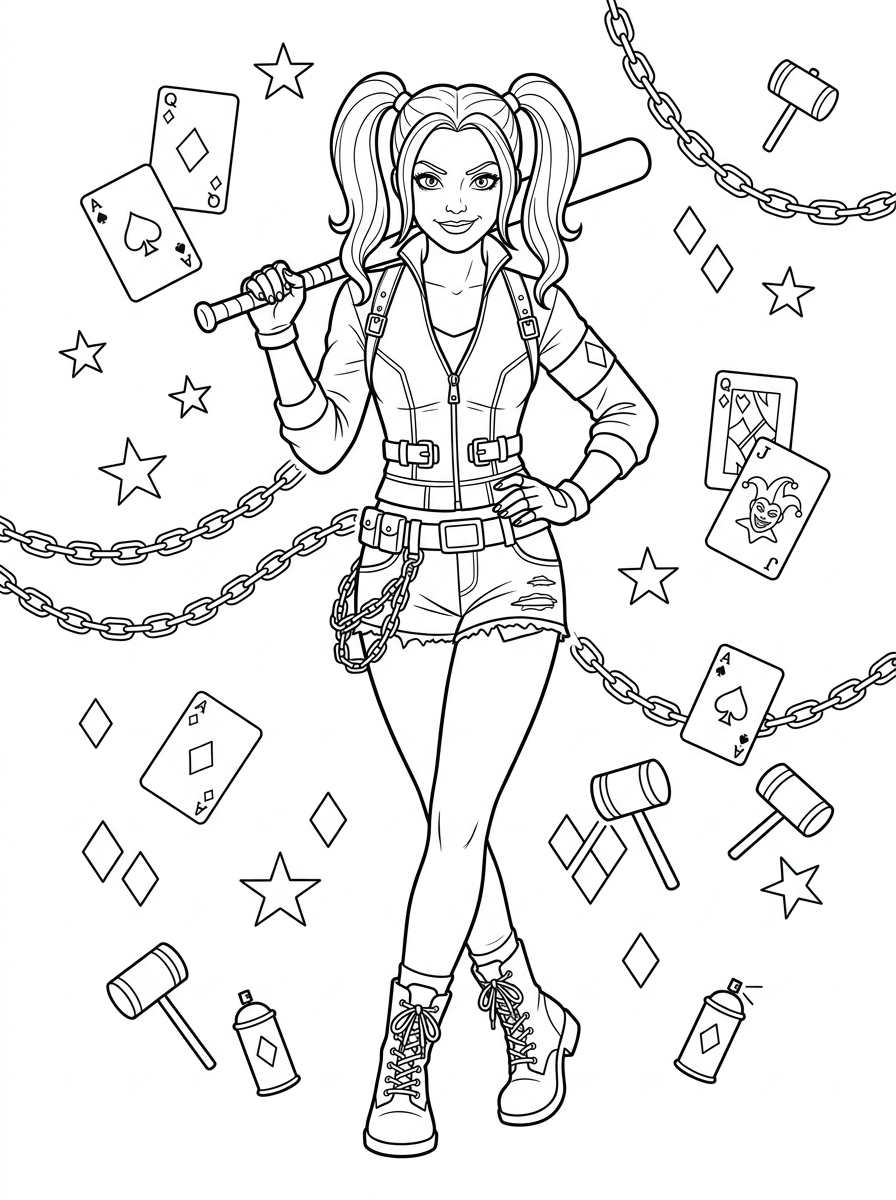 Disegni da colorare di Harley Quinn 13 Disegni da colorare di Harley Quinn da stampare gratuitamente