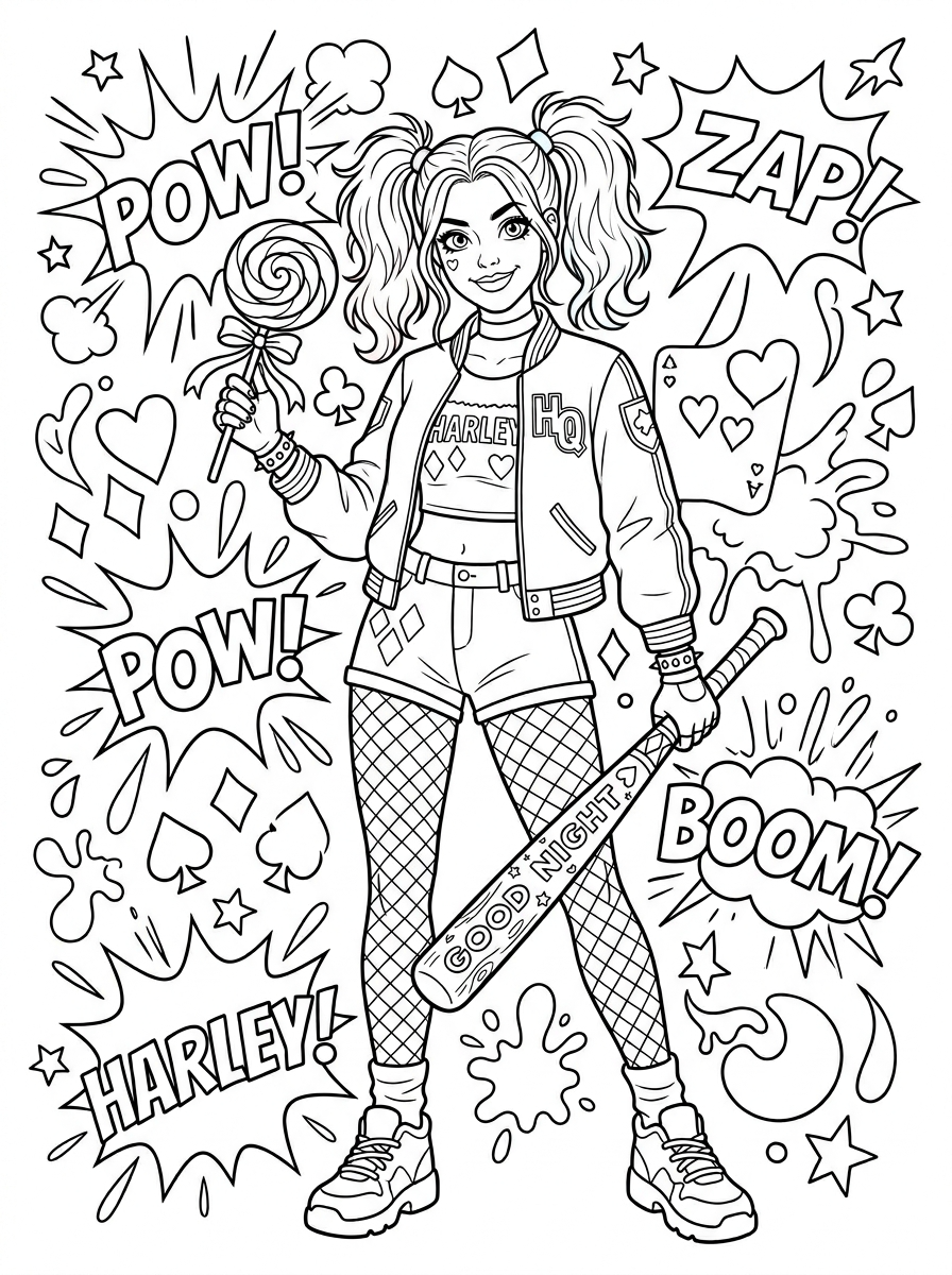 Disegni da colorare di Harley Quinn 18 Disegni da colorare di Harley Quinn da stampare
