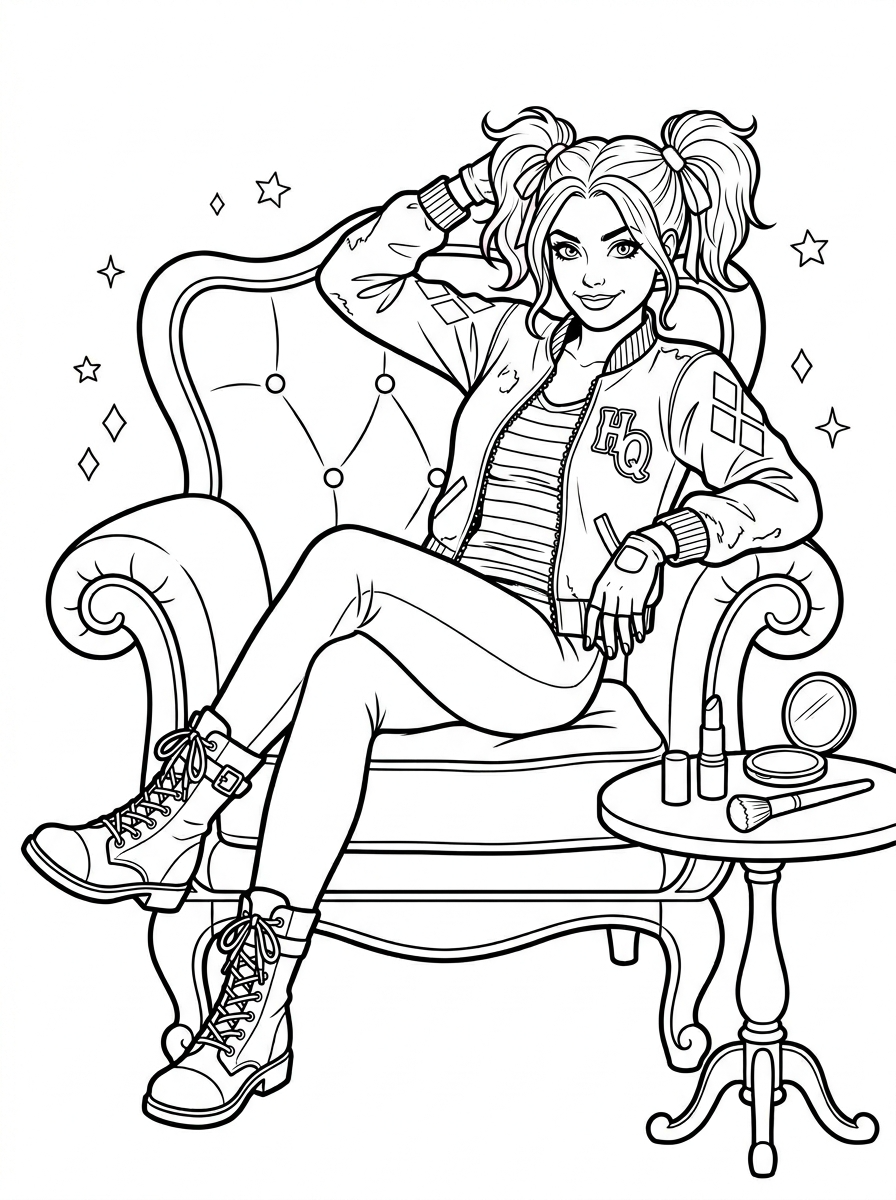 Disegni da colorare di Harley Quinn 19 Disegni da colorare di Harley Quinn gratuiti per adulti