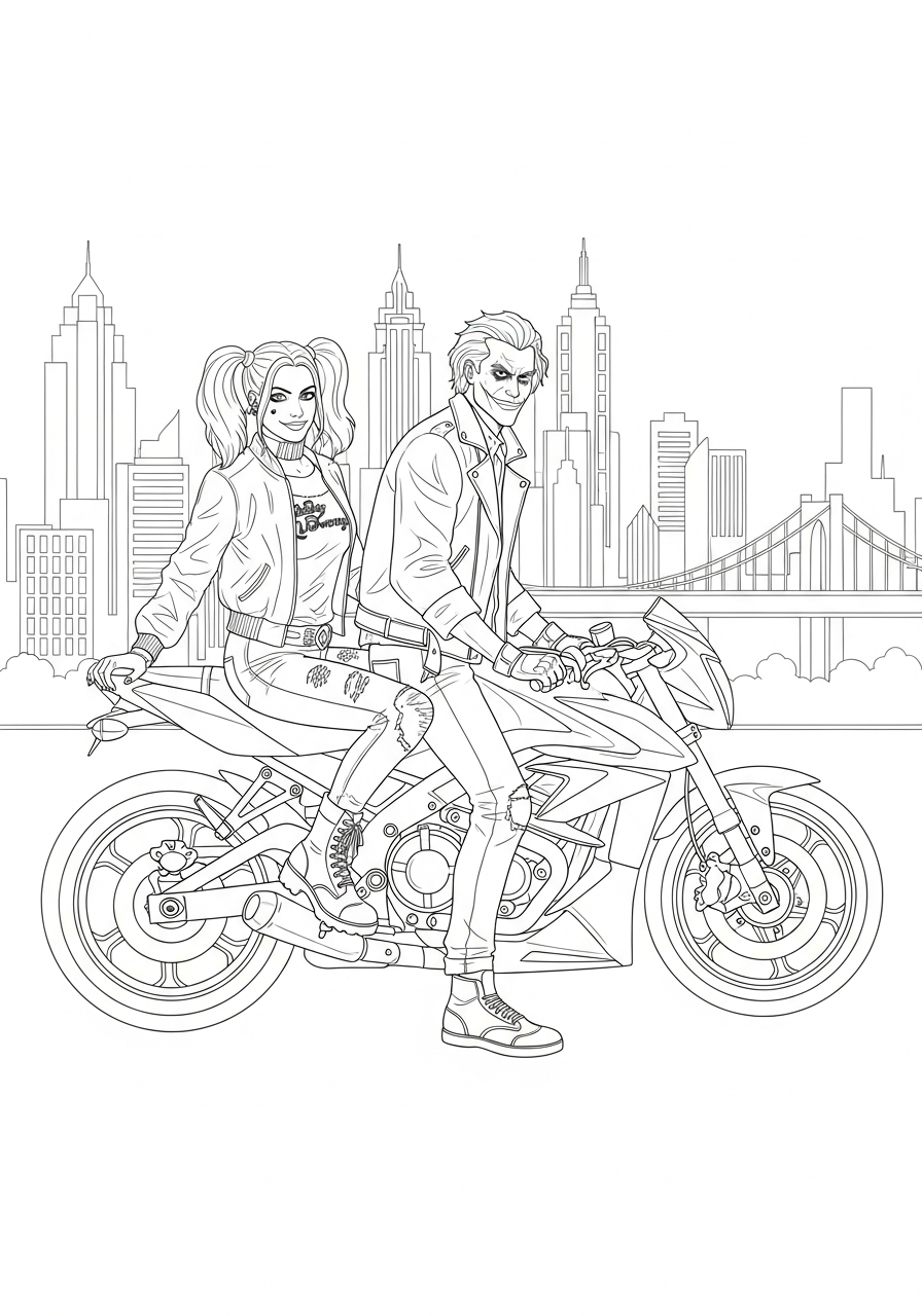 Disegni da colorare di Harley Quinn 3 Disegni da colorare di Harley Quinn per adulti in formato PDF