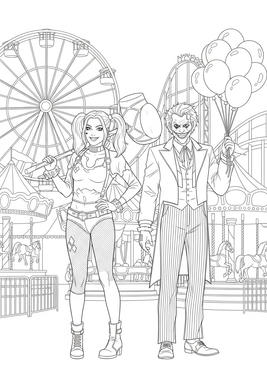Disegni da colorare di Harley Quinn 7 Disegni da colorare di ornamenti di Harley Quinn