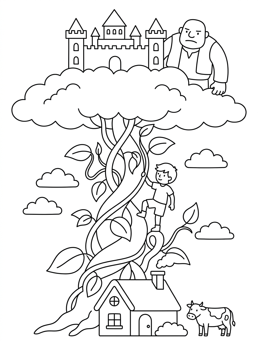 Disegni da colorare di Jack e il fagiolo magico - Pagina 4 Disegni da colorare gratuiti di Jack e il fagiolo magico da stampare