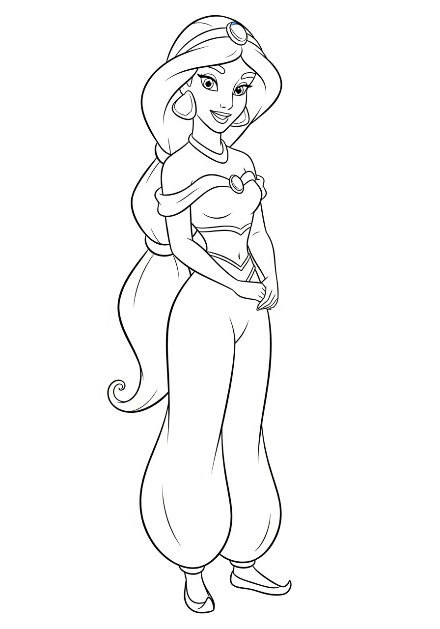 Jasmine coloring pages for preschoolers