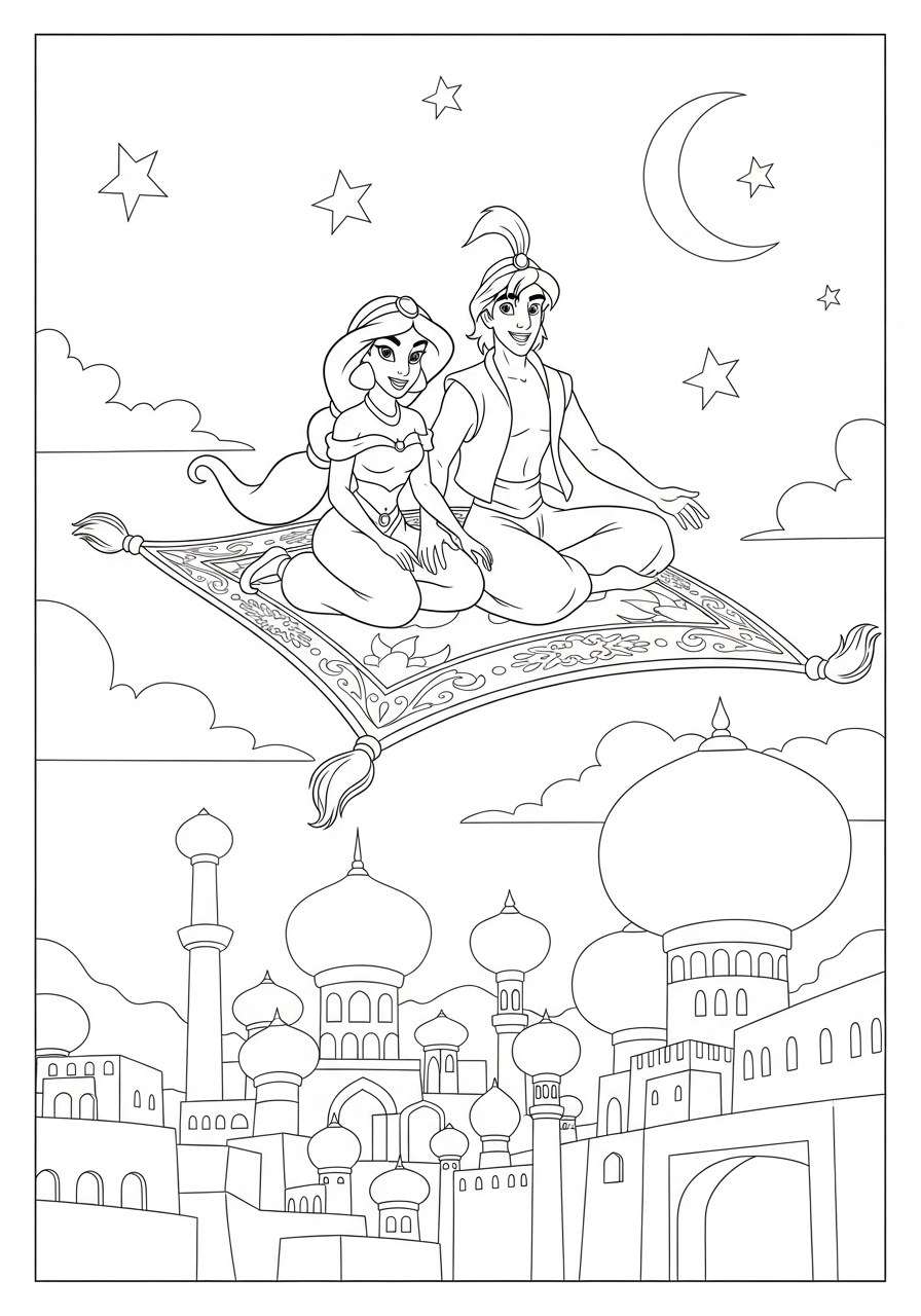 detailed Jasmine coloring pages