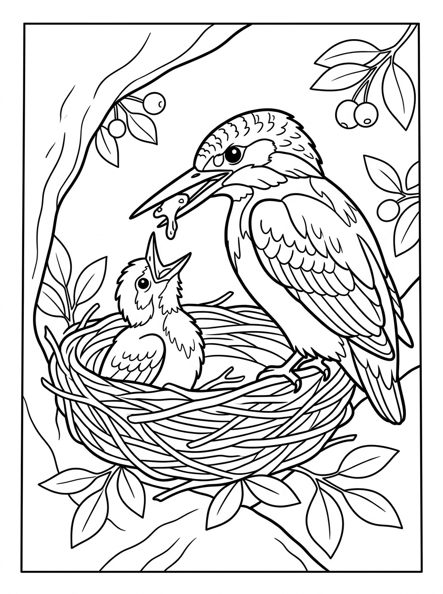 free Kingfisher coloring pages for kids