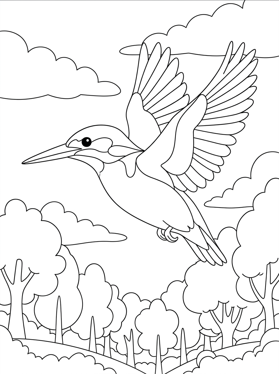 Kingfisher coloring pages for adults