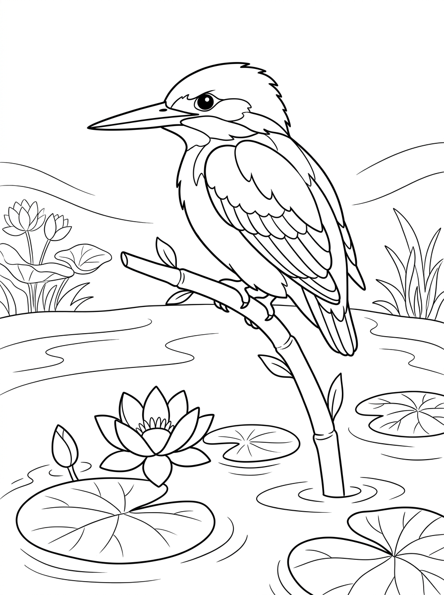 free printable Kingfisher coloring pages for adults
