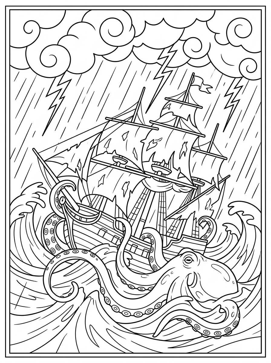 Desenhos para colorir de Kraken_atacando_navio_tempestade_202606021048