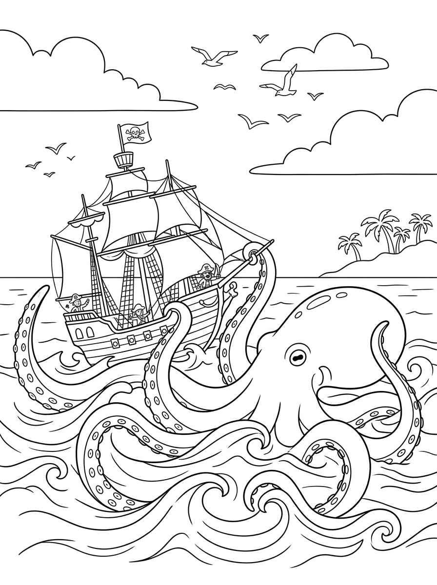 Desenhos para colorir kawaii e fofas do Kraken_alcançando_o_navio_202606021052