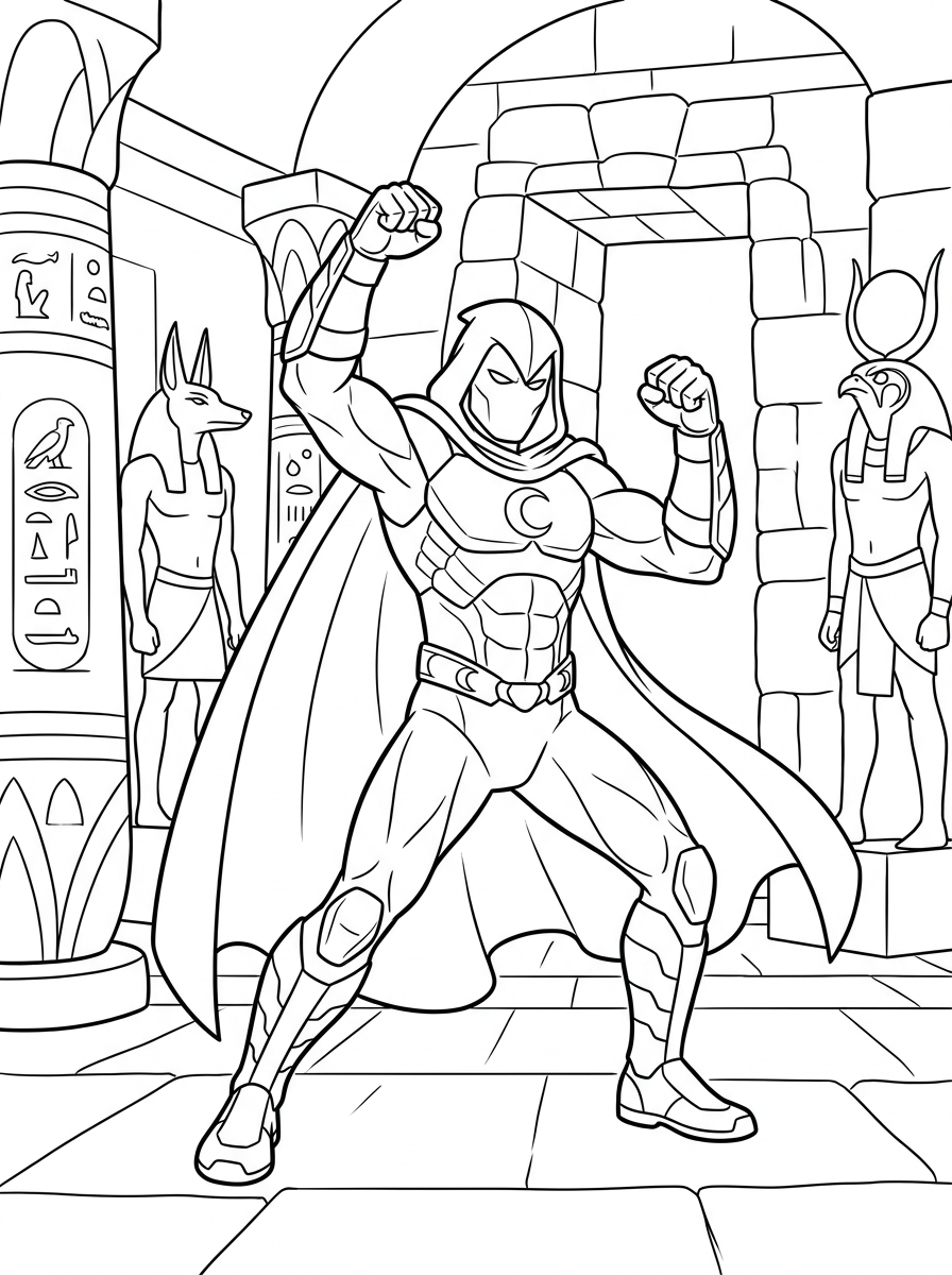 hard Moon Knight coloring pages