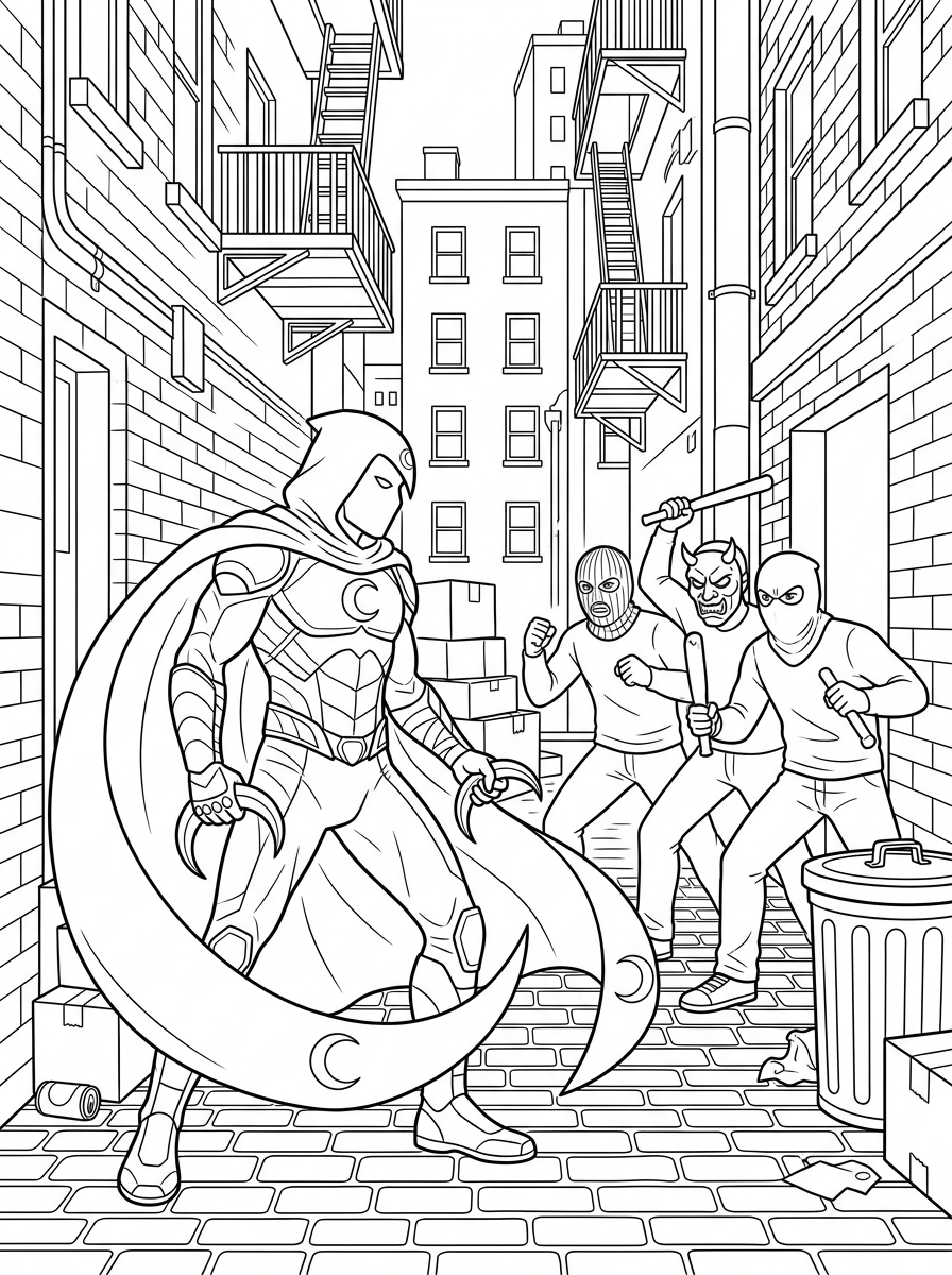 Moon Knight coloring pages free printable