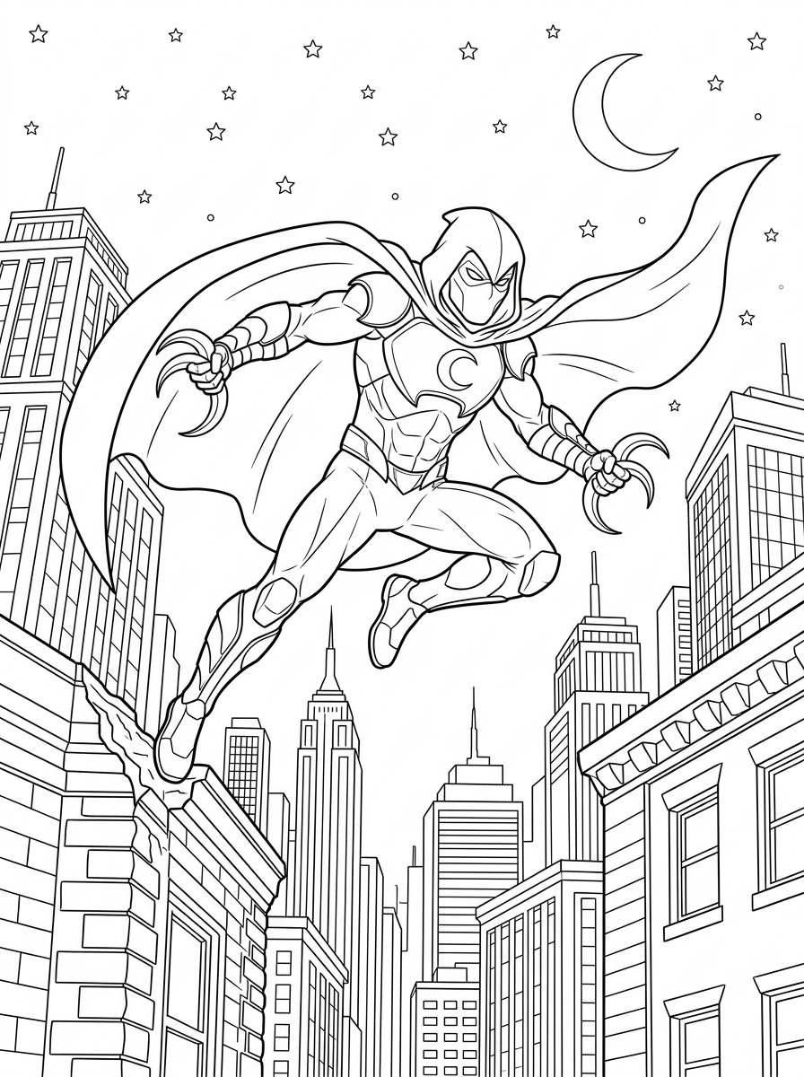 easy cute Moon Knight coloring pages