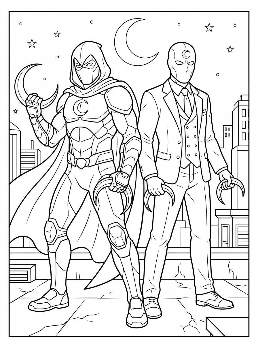 adult coloring pages Moon Knight 1