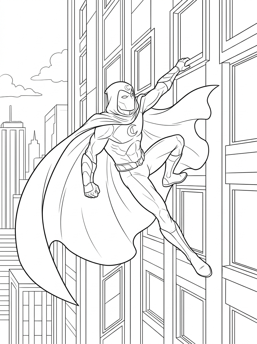 free Moon Knight coloring pages for adults