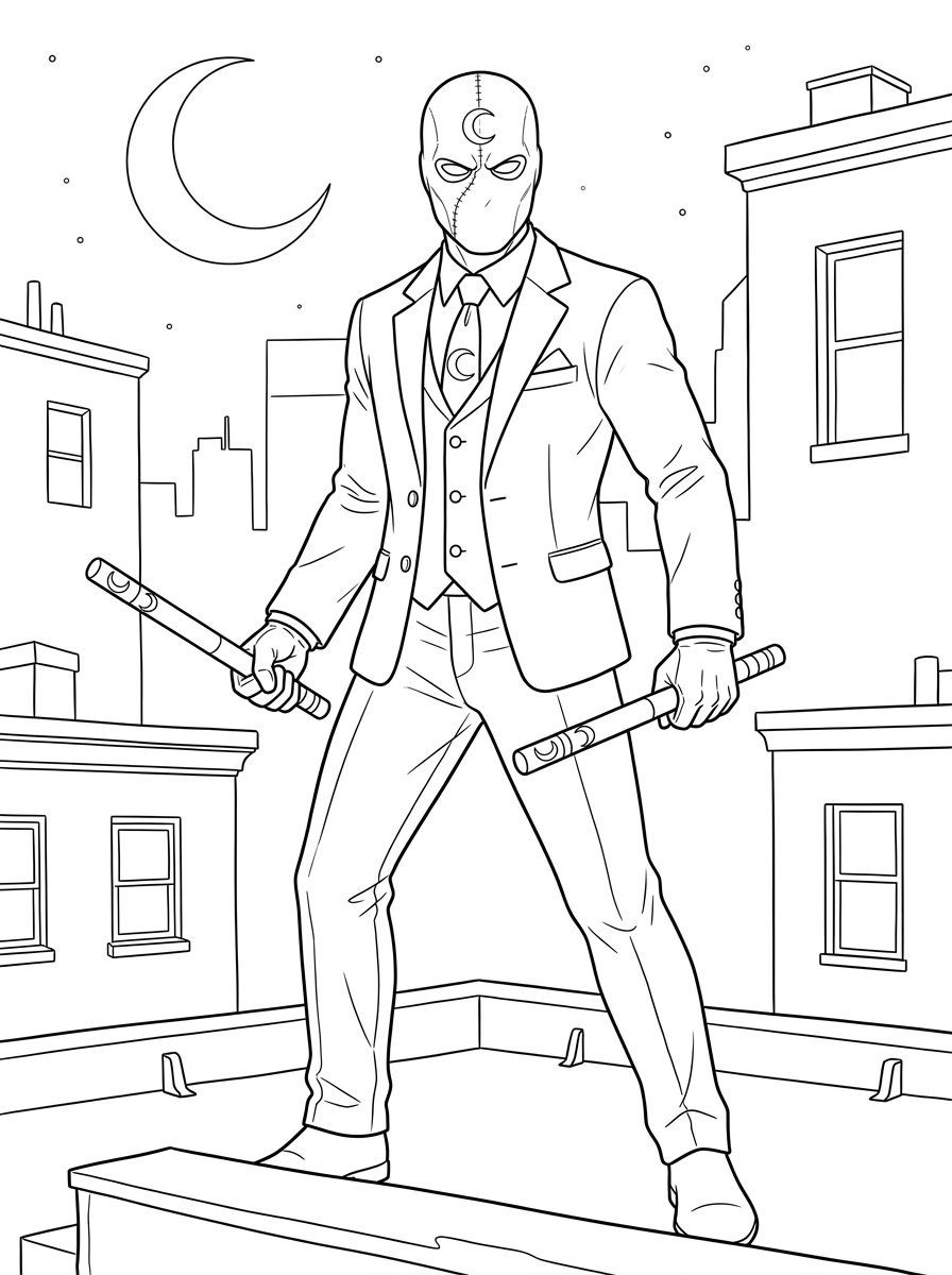 Moon Knight decorations coloring pages