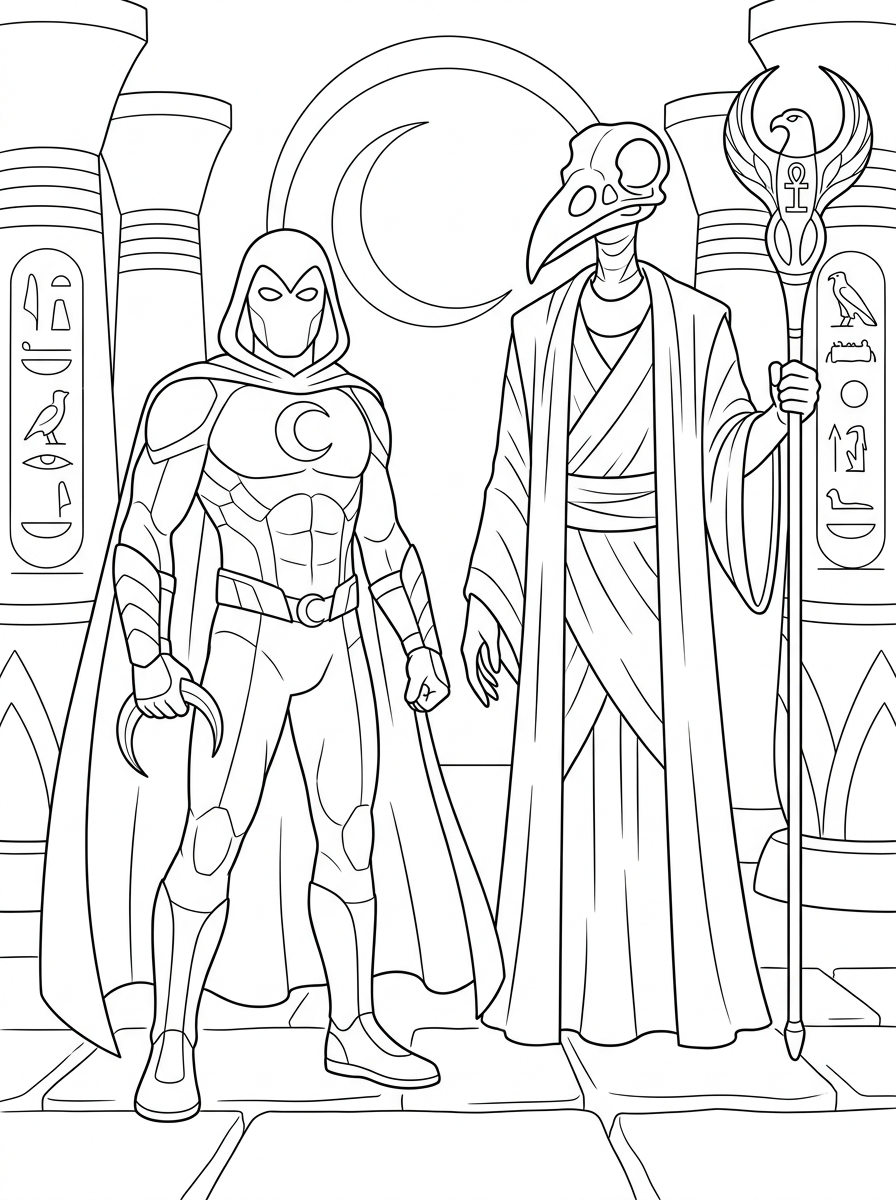 adult coloring pages Moon Knight