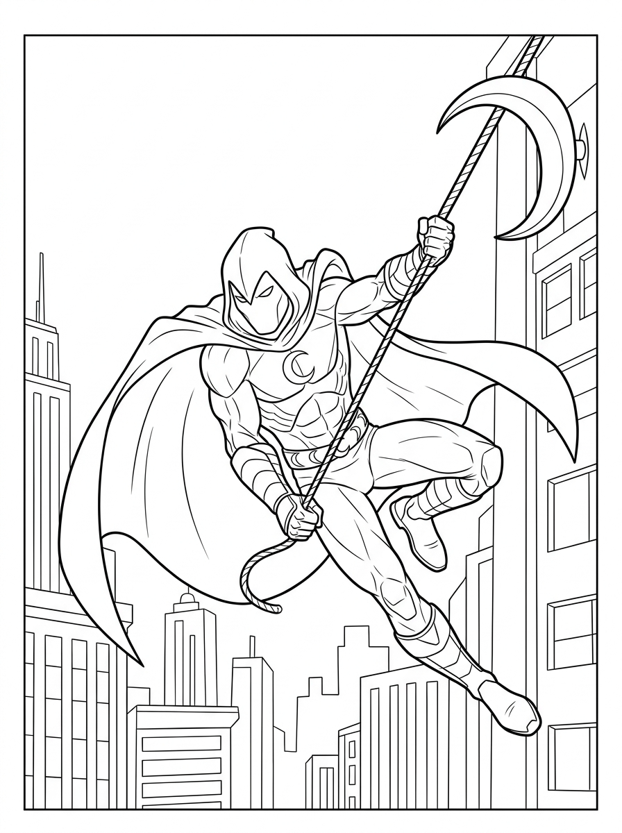 Moon Knight coloring pages for preschoolers