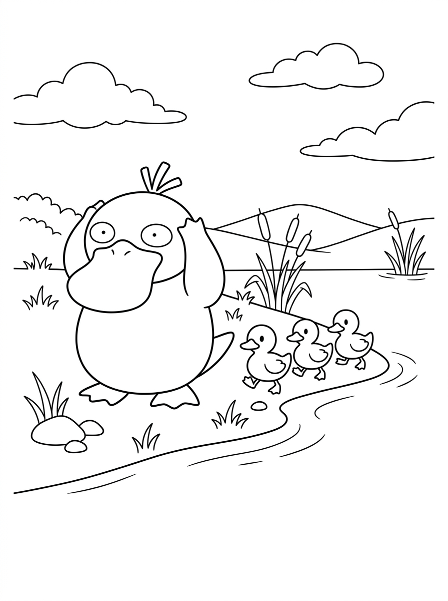 tisk Psyduck omalovánky pro dospělé 1