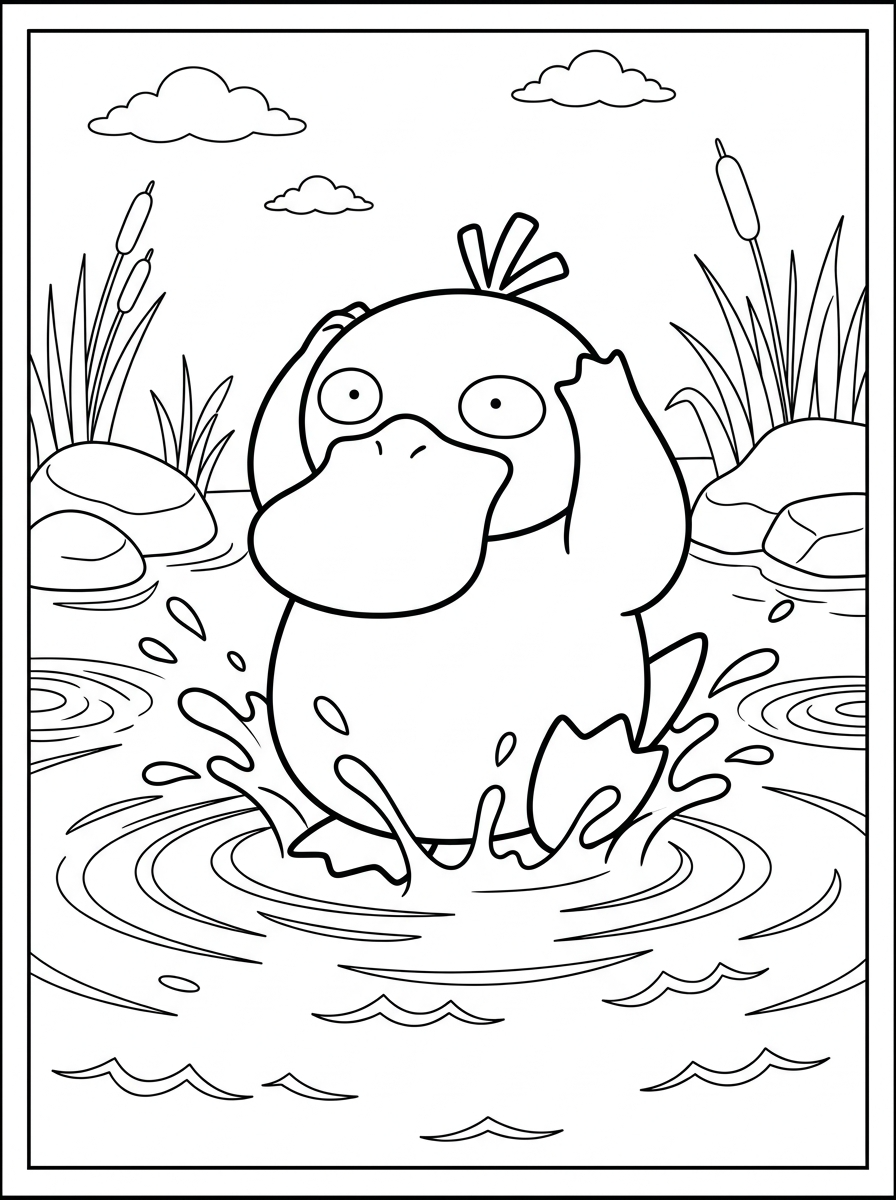 usilovně Psyduck omalovánky