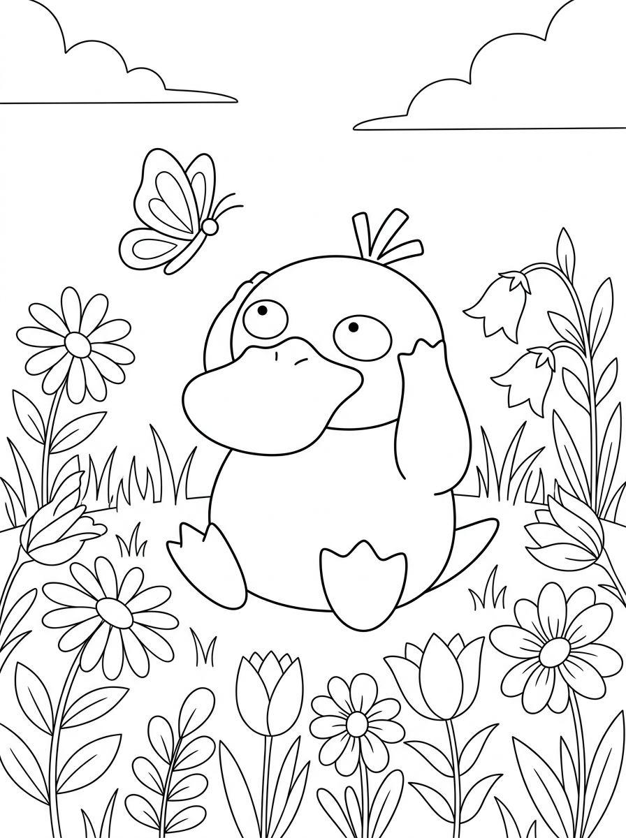 tisk Psyduck omalovánky pro dospělé