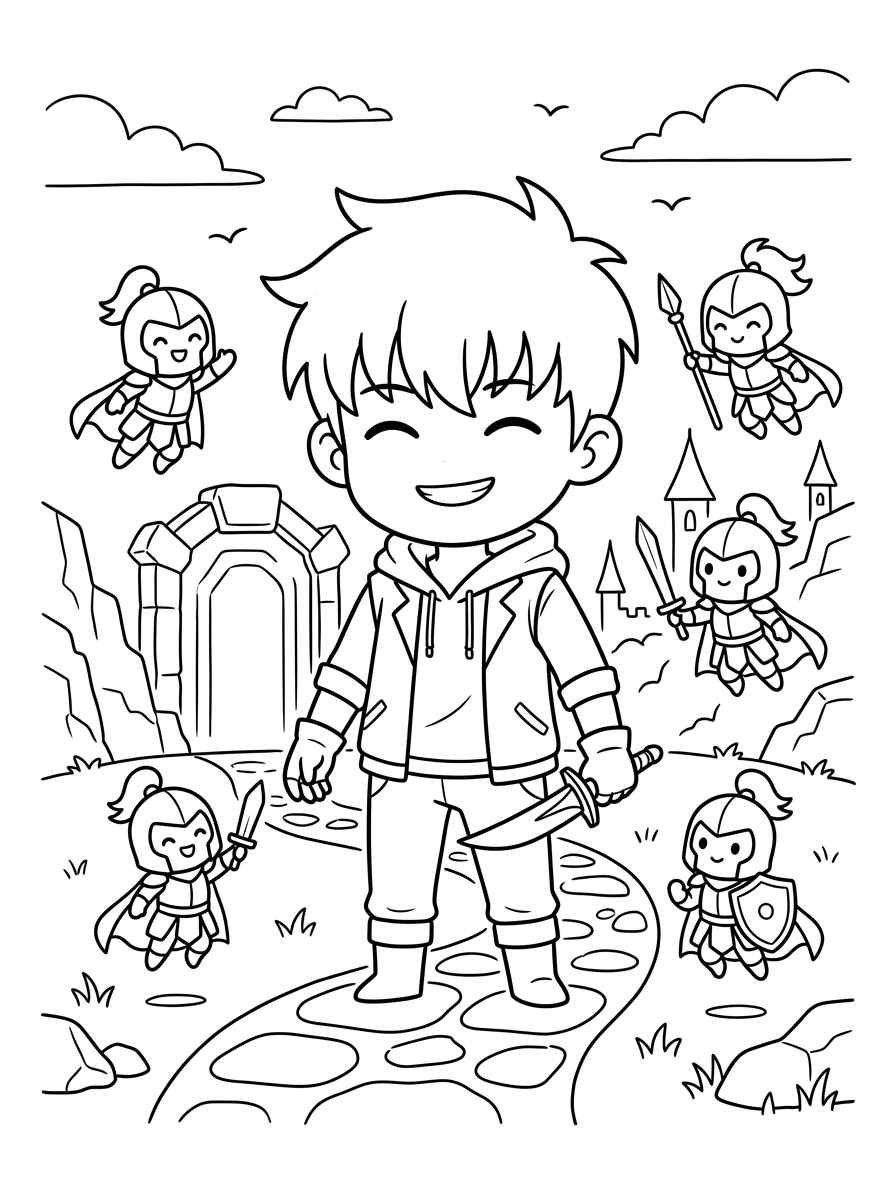 easy cute Solo Leveling coloring pages