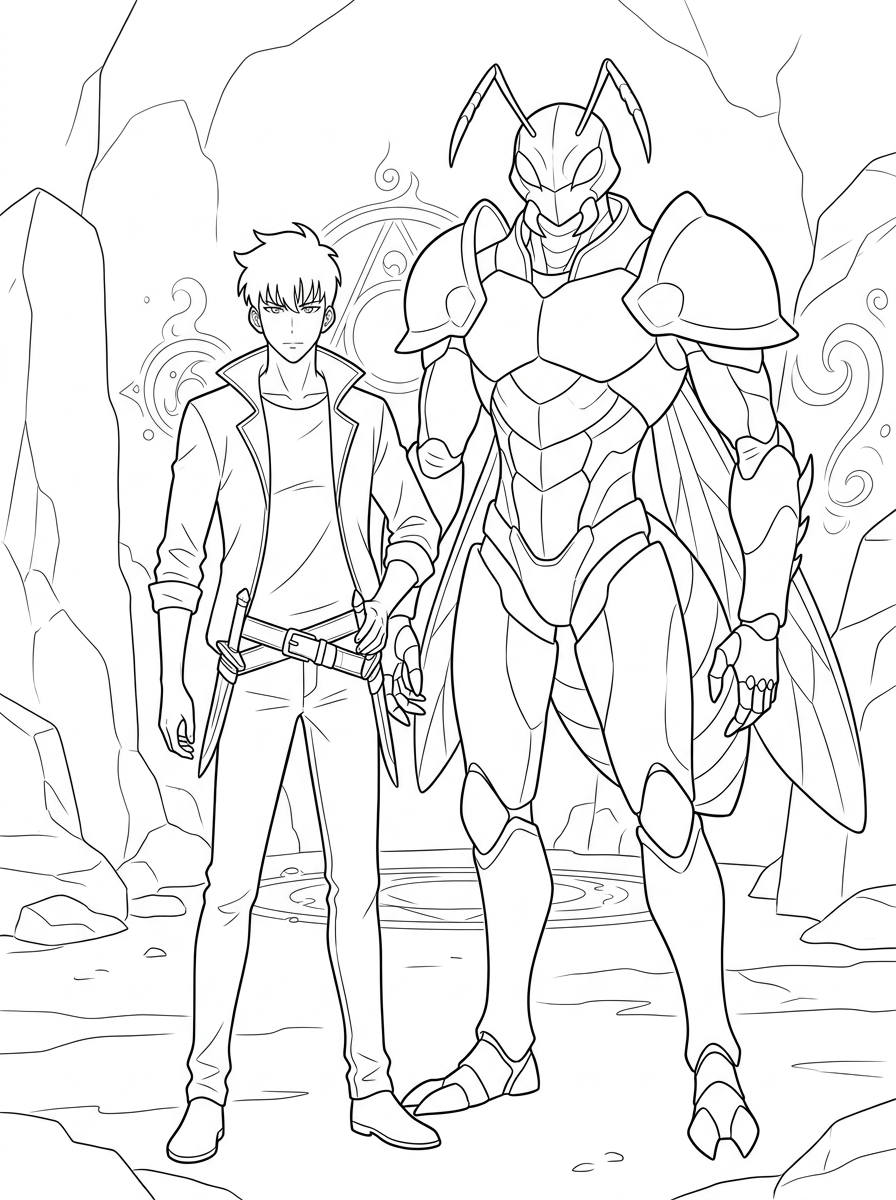 Solo Leveling coloring pages for kids