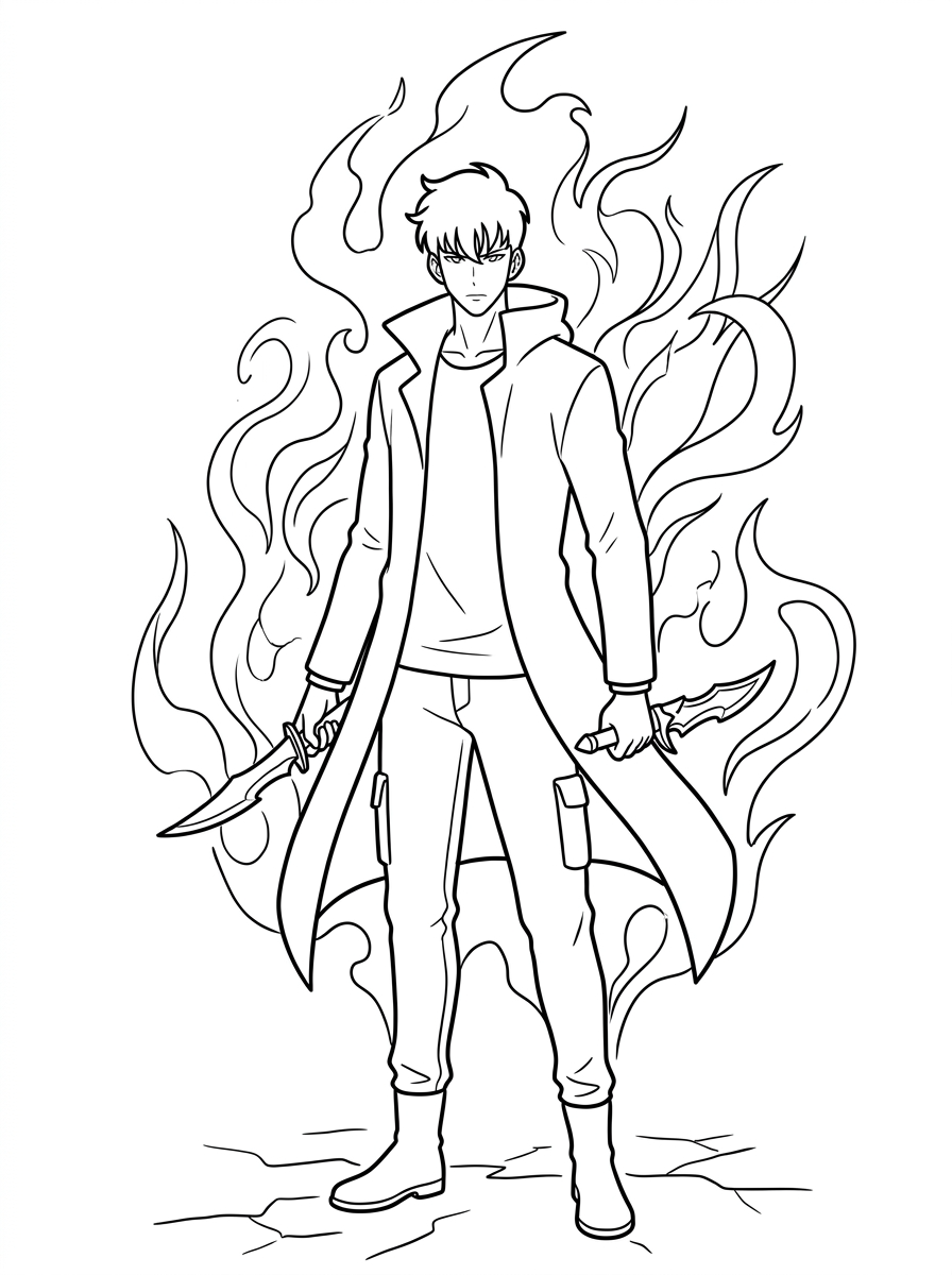 Solo Leveling coloring pages free printable