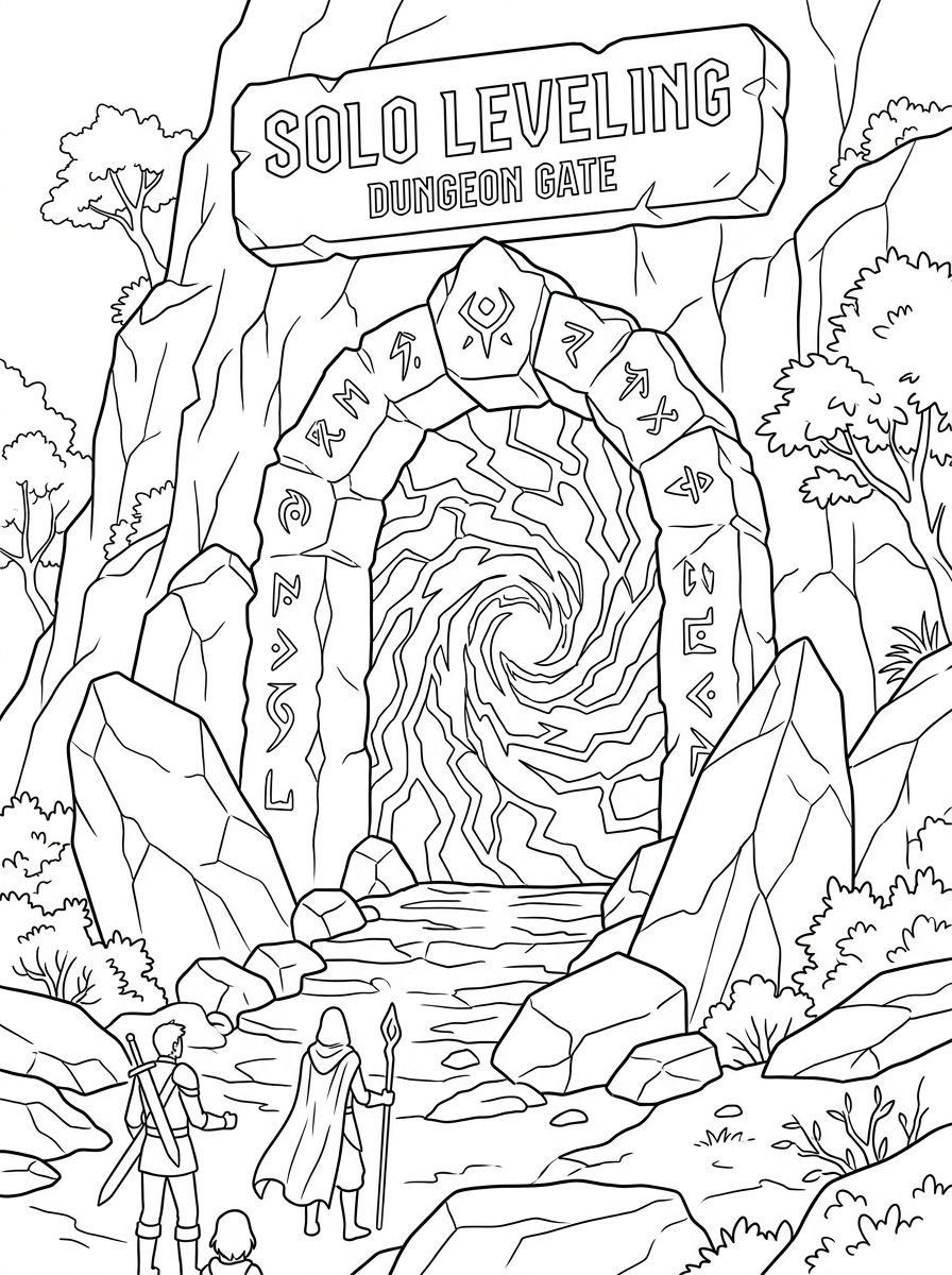 vintage Solo Leveling coloring pages