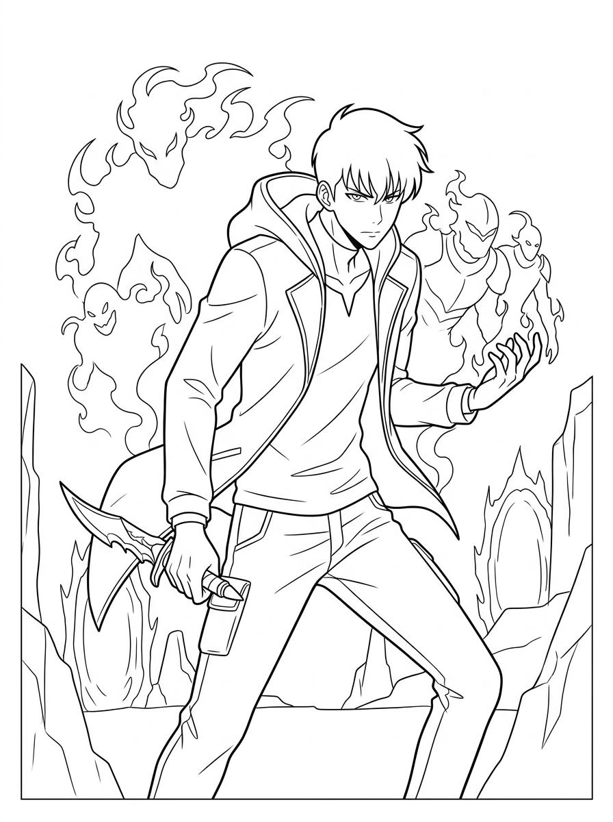 coloring pages for Solo Leveling