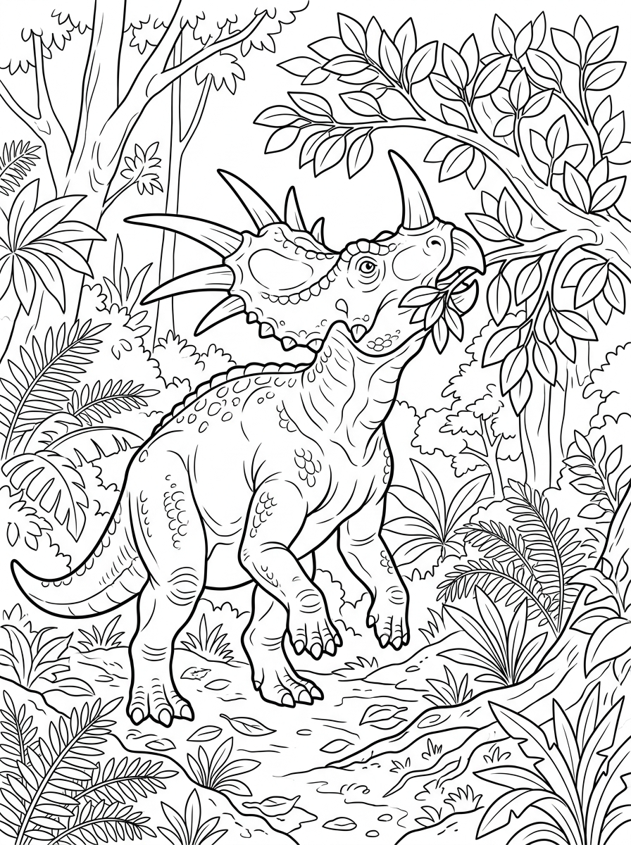 Planșe de colorat cu stiracozaur 18 desene de colorat cu Styracosaurus