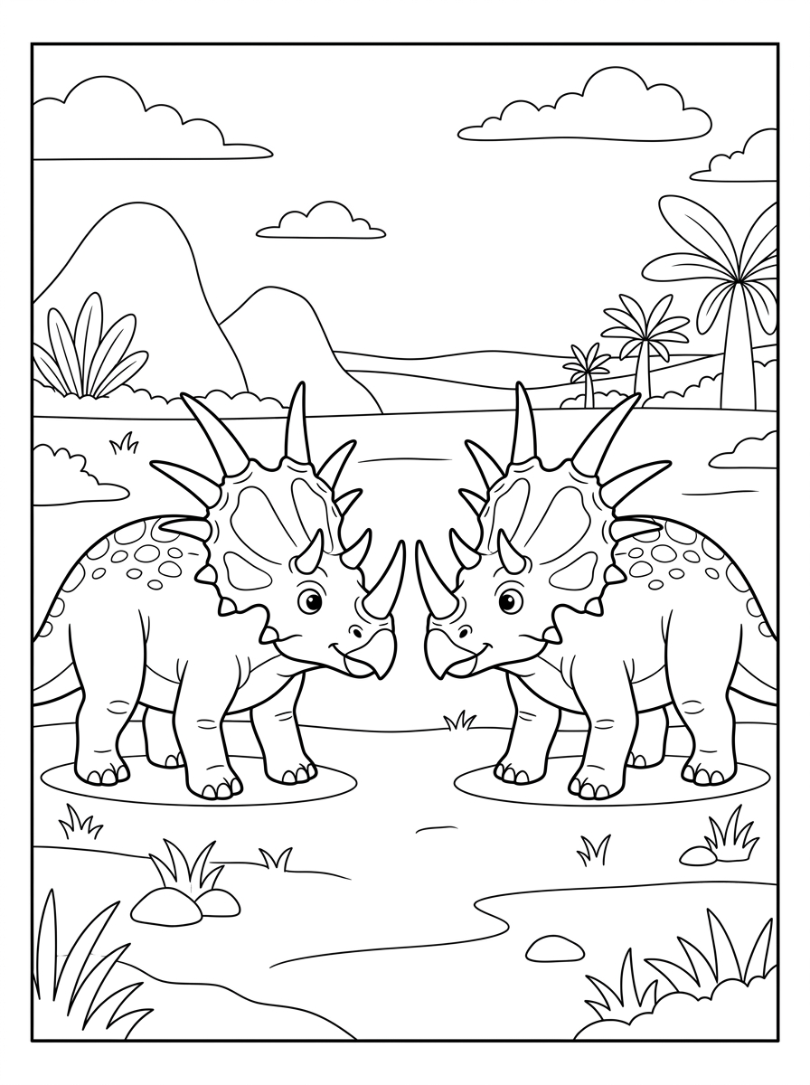 Planșe de colorat cu stiracozaur 23 desene de colorat cu cartonașe cu Styracosaurus 1