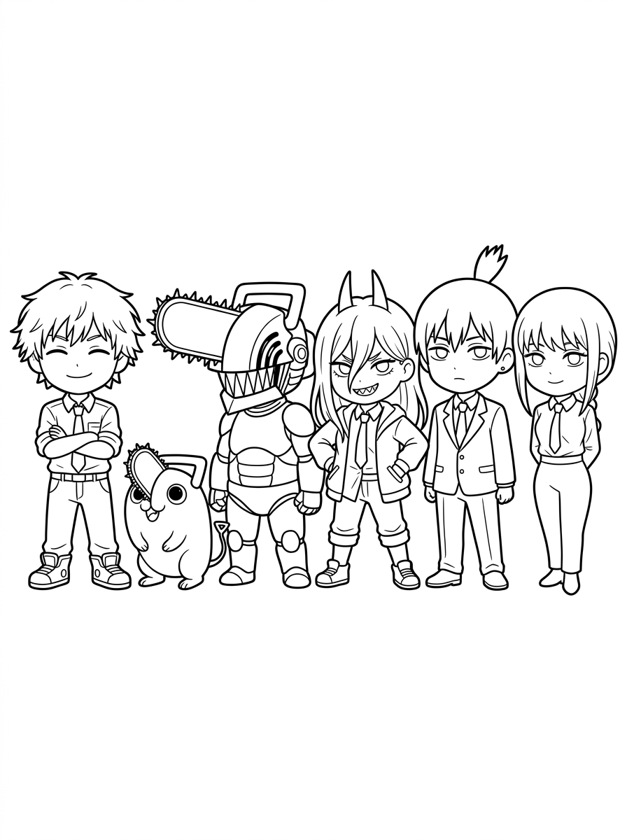 Chainsaw Man Coloring Pages 22 easy cute Chainsaw Man coloring pages 1