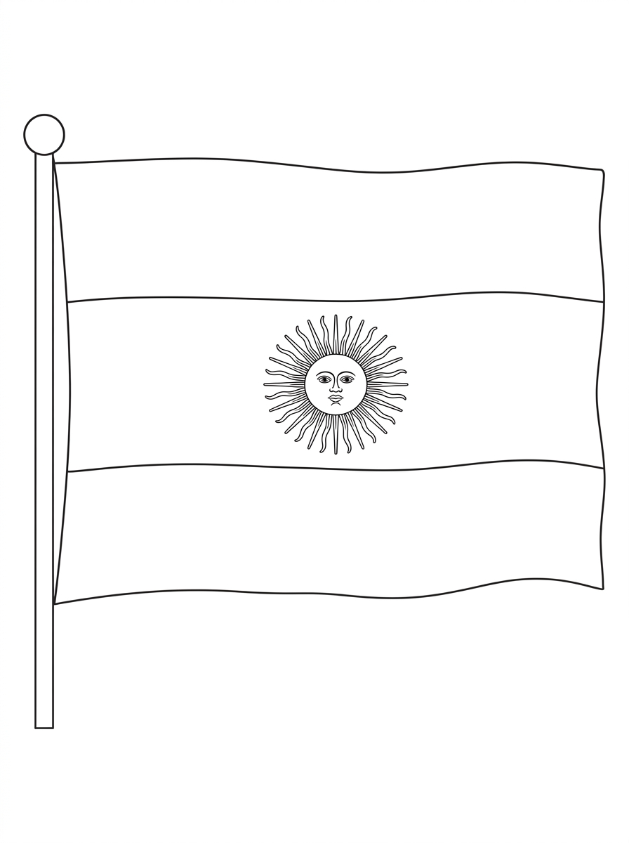 Ausmalbilder der argentinischen Flagge 2 Detaillierte Ausmalbilder der argentinischen Flagge für Erwachsene