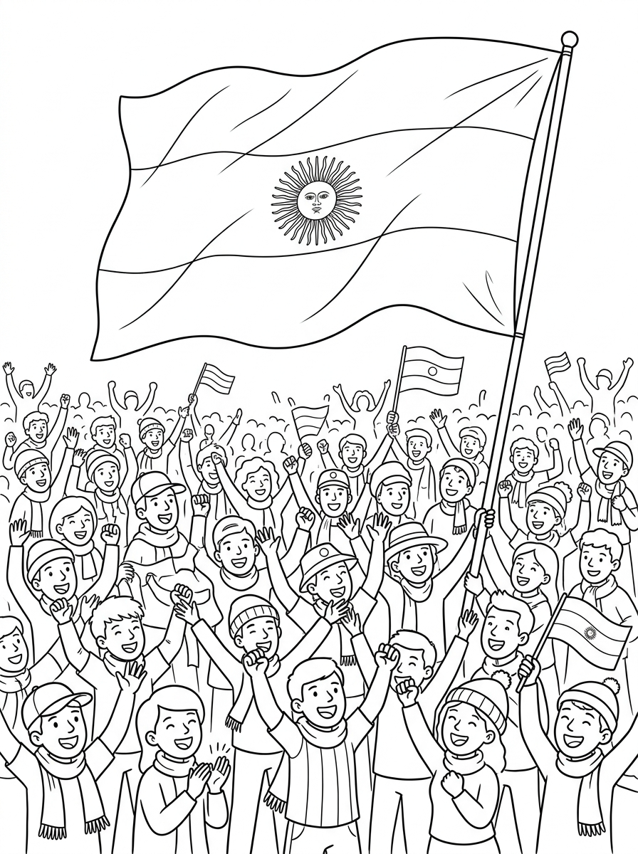 Ausmalbilder der argentinischen Flagge 12 Ausmalbilder der argentinischen Flagge (einfach)