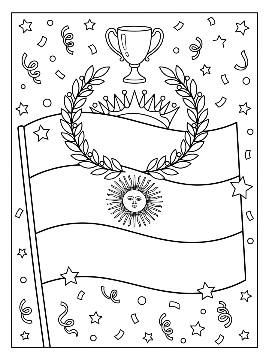 Ausmalbilder der argentinischen Flagge 20 Ausmalbilder der argentinischen Flagge für Vorschulkinder