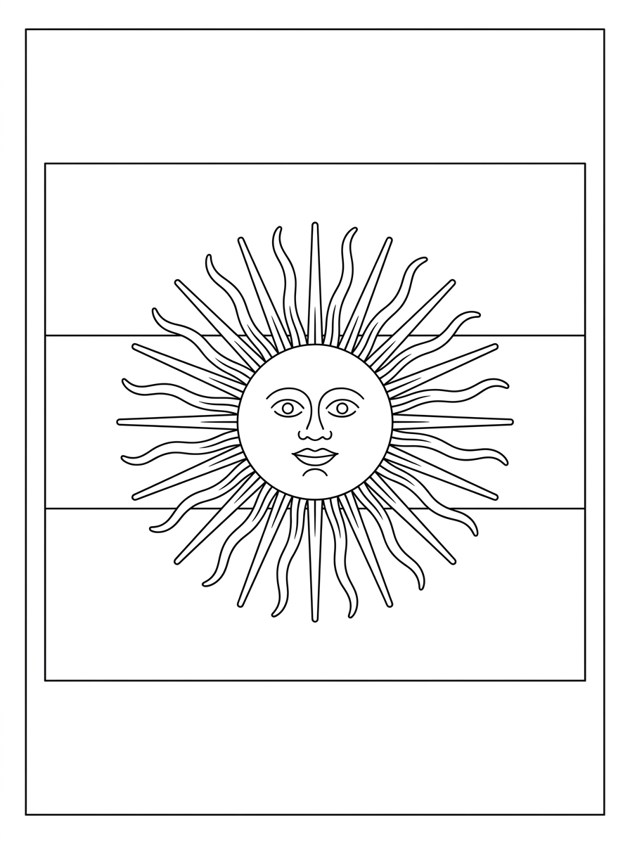 Ausmalbilder der argentinischen Flagge 3 Ausmalbilder der argentinischen Flagge für Kinder