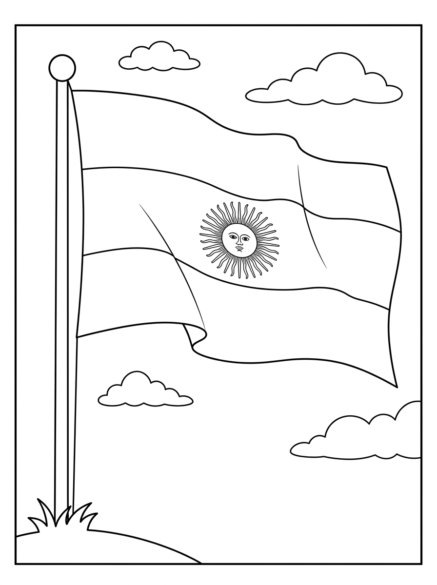 Ausmalbilder der argentinischen Flagge 5 Ausmalbilder mit Motiven der argentinischen Flagge