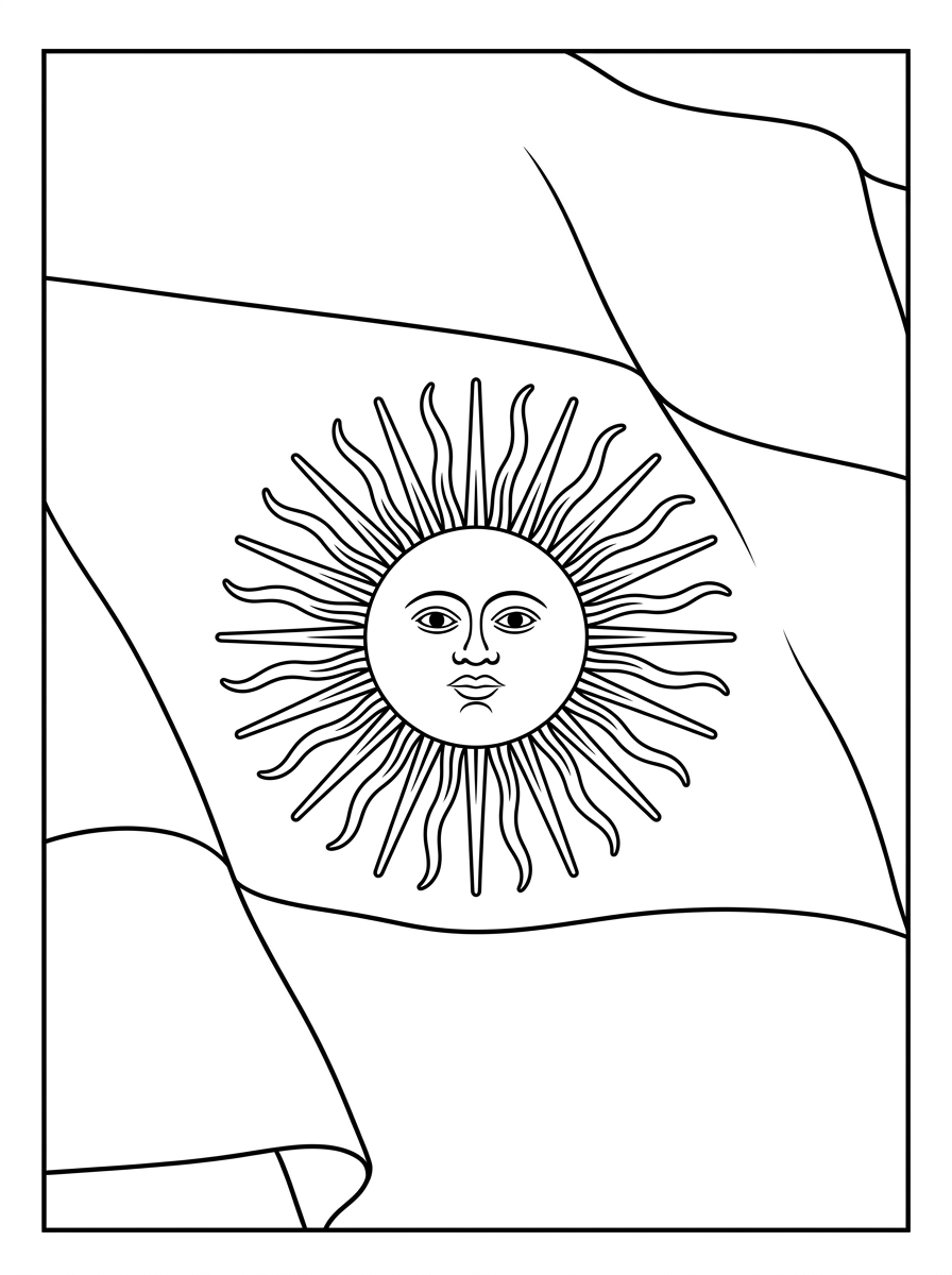 Ausmalbilder der argentinischen Flagge 7 Ausmalbilder der argentinischen Flagge zum Ausdrucken für Erwachsene 1