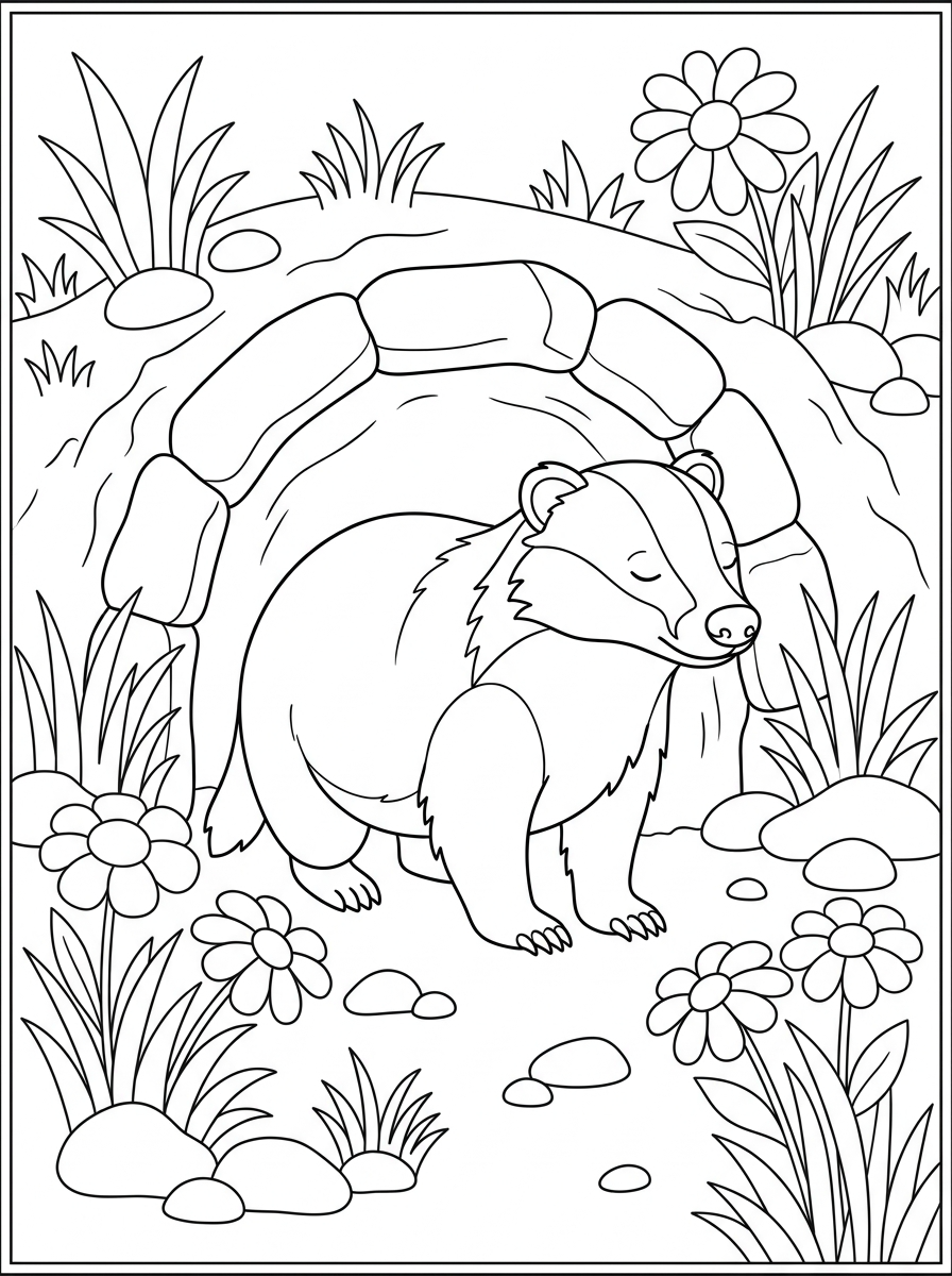 Badger Coloring Pages 8 easy cute Badger coloring pages