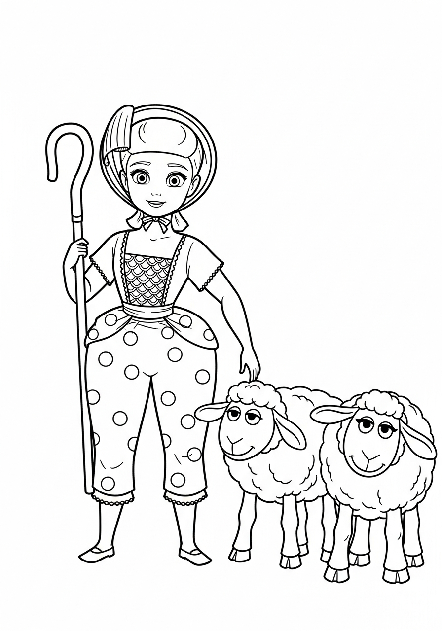 Bo Peep Coloring Pages 2 easy Bo Peep coloring pages