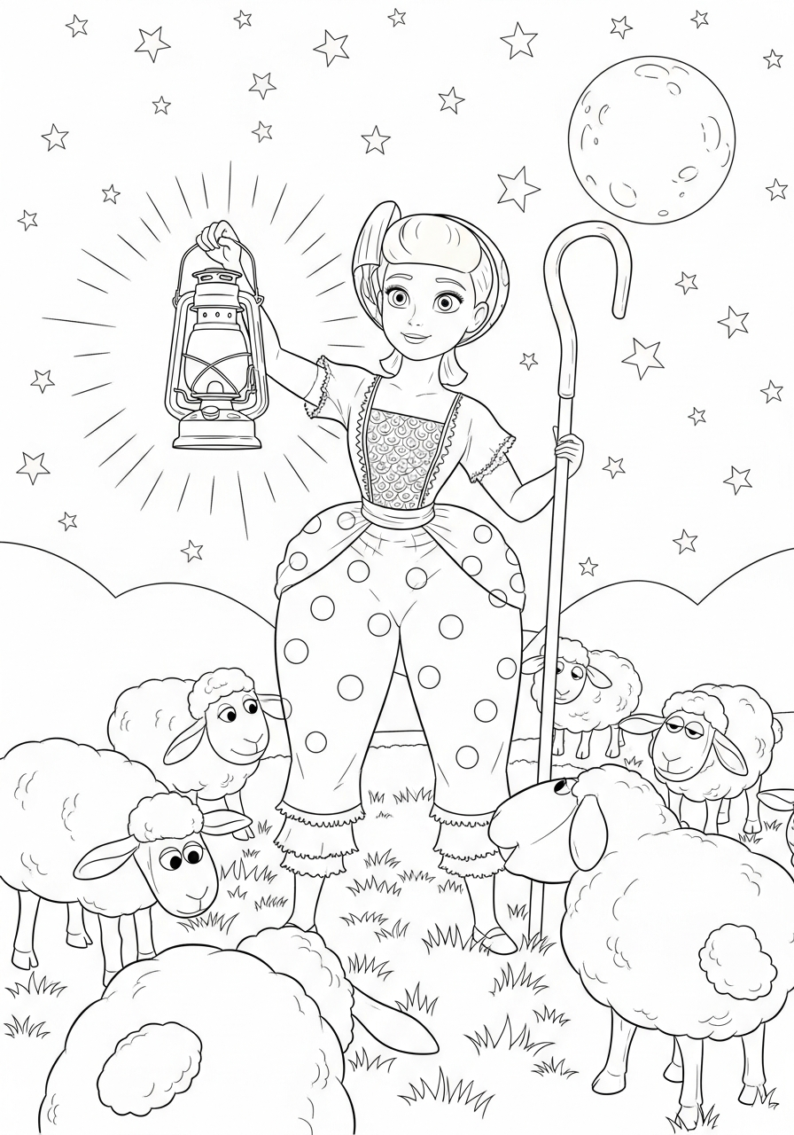 Bo Peep Coloring Pages 5 free printable Bo Peep coloring pages