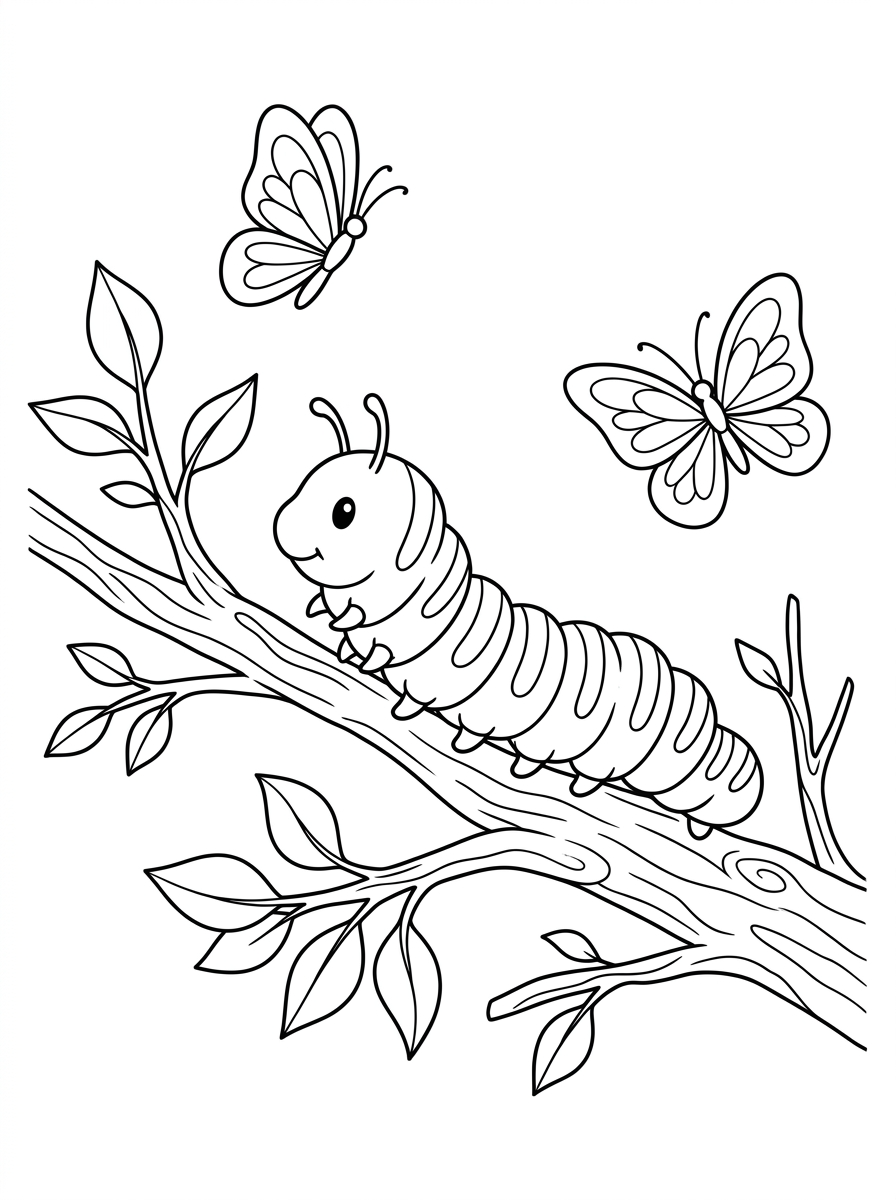 vintage Caterpillar coloring pages 1